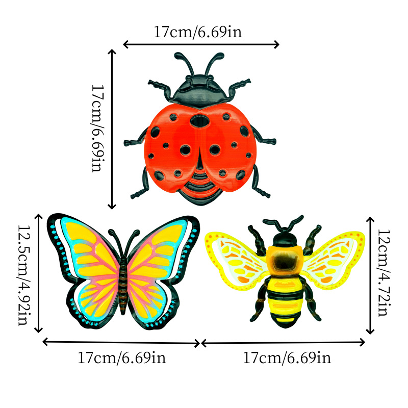 Željezna zidna dekoracija s 3D motivima kukaca — Tipo 0033, Huixin, ukras za vješanje, pastoralni stil