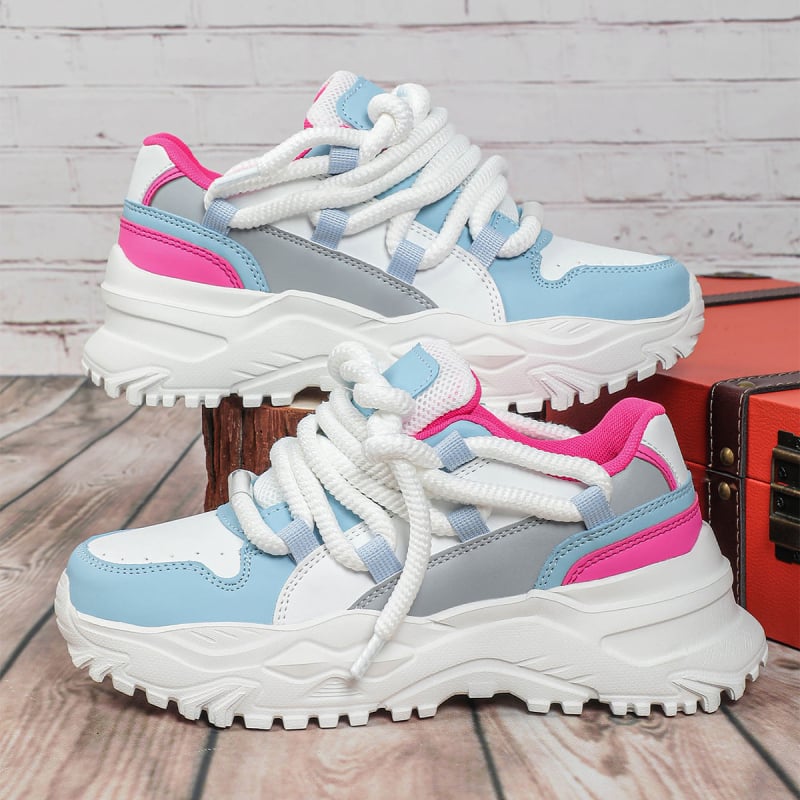 Uniszex sportcipő – koreai stílus, PU háló felsőrész, középső sarok 3–5 cm, légáteresztő, MD talp, fűzős zárás