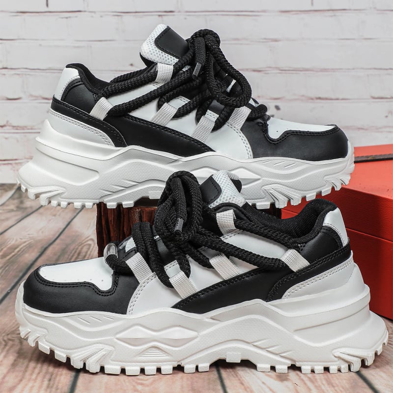 Uniszex sportcipő – koreai stílus, PU háló felsőrész, középső sarok 3–5 cm, légáteresztő, MD talp, fűzős zárás