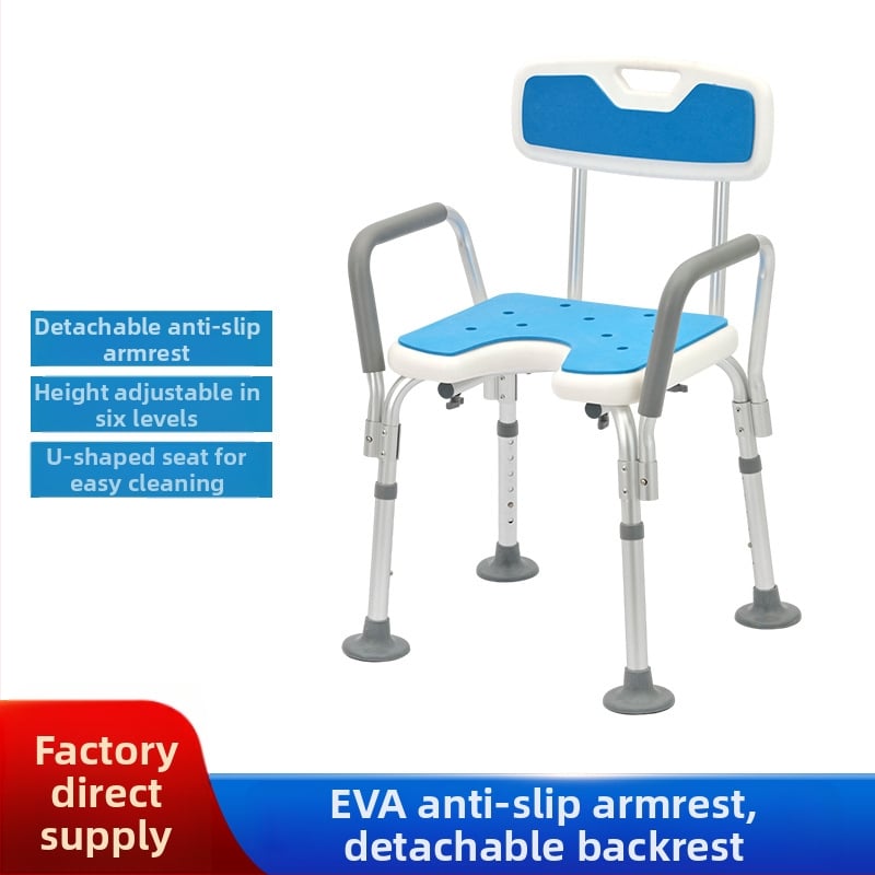 Idős személyeknek szánt alumínium ötvözetű fürdőszék, csúszásmentes zuhanyzó szék, EVA párnázás, teherbírás 100 kg, modell YK-Y07