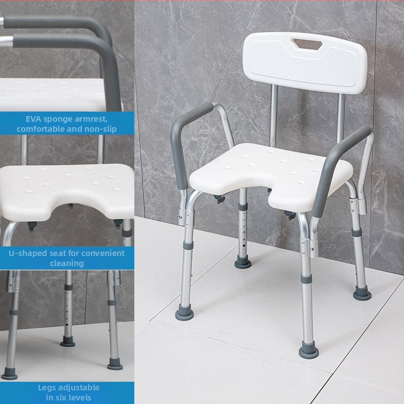 Alumíniová kúpeľová stolička pre seniorov s protišmykovým sedadlom do sprchy, EVA výplň, nosnosť 100 kg, model YK-Y07