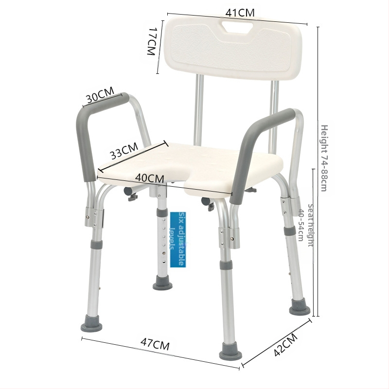 Alumíniová kúpeľová stolička pre seniorov s protišmykovým sedadlom do sprchy, EVA výplň, nosnosť 100 kg, model YK-Y07