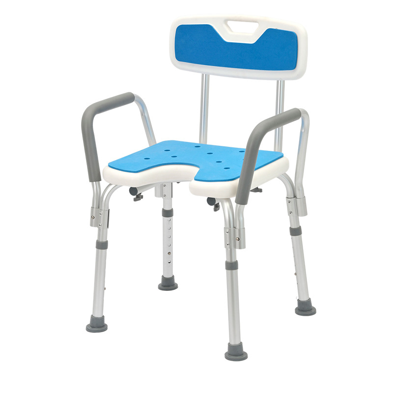 Idős személyeknek szánt alumínium ötvözetű fürdőszék, csúszásmentes zuhanyzó szék, EVA párnázás, teherbírás 100 kg, modell YK-Y07