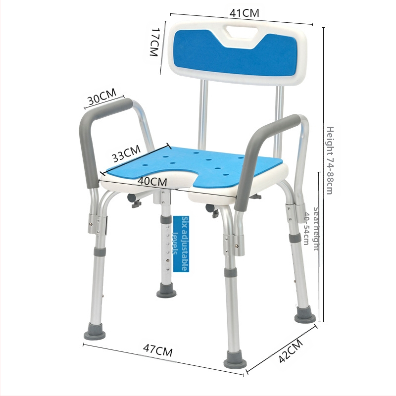 Idős személyeknek szánt alumínium ötvözetű fürdőszék, csúszásmentes zuhanyzó szék, EVA párnázás, teherbírás 100 kg, modell YK-Y07