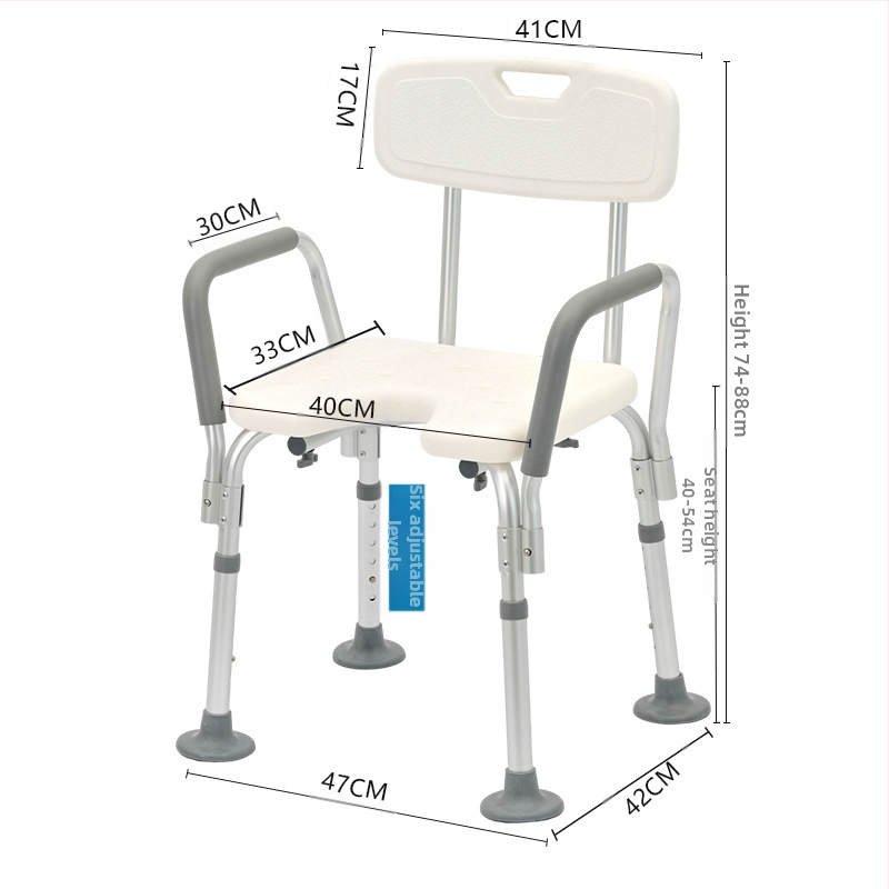 Idős személyeknek szánt alumínium ötvözetű fürdőszék, csúszásmentes zuhanyzó szék, EVA párnázás, teherbírás 100 kg, modell YK-Y07