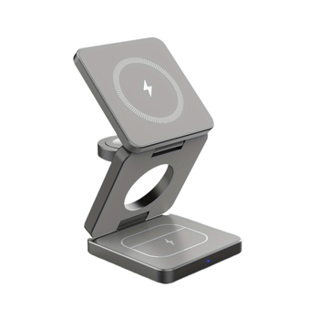 3-in-1 magnētiskais bezvadu uzlādes lādētājs, salokāms, maksimālais jaudas izvads 15W, 9V/2A izvade, QC3.0, iPhone, AirPods un Apple Watch