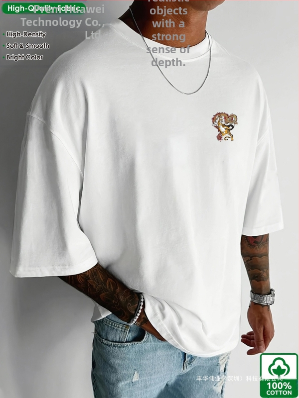 Japonské retro tričko s potlačou, bavlnené, voľný strih, krátke rukávy