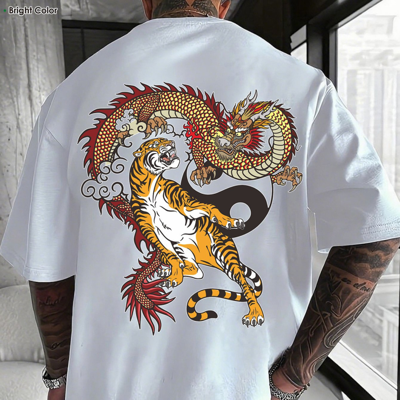 Japāņu retro izdrukāta kokvilnas T-krekls, brīvs piegriezums, īsas piedurknes