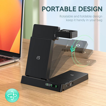 3-в-1 сгъваема безжична зарядна станция за Apple, Huawei и Samsung – обща мощност 50W, максимална 35W, QC3.0 бързо зареждане, сгъваем дизайн, зареждане на часовник