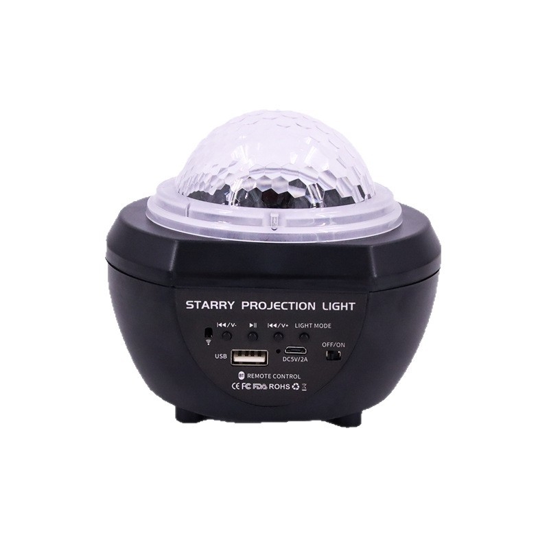 USB įkraunamas Bluetooth žvaigždžių dangaus projektorius miegamajam su nuotolinio valdymo ir garso funkcija, mėnulio projekcija ir vandens bangų efektai