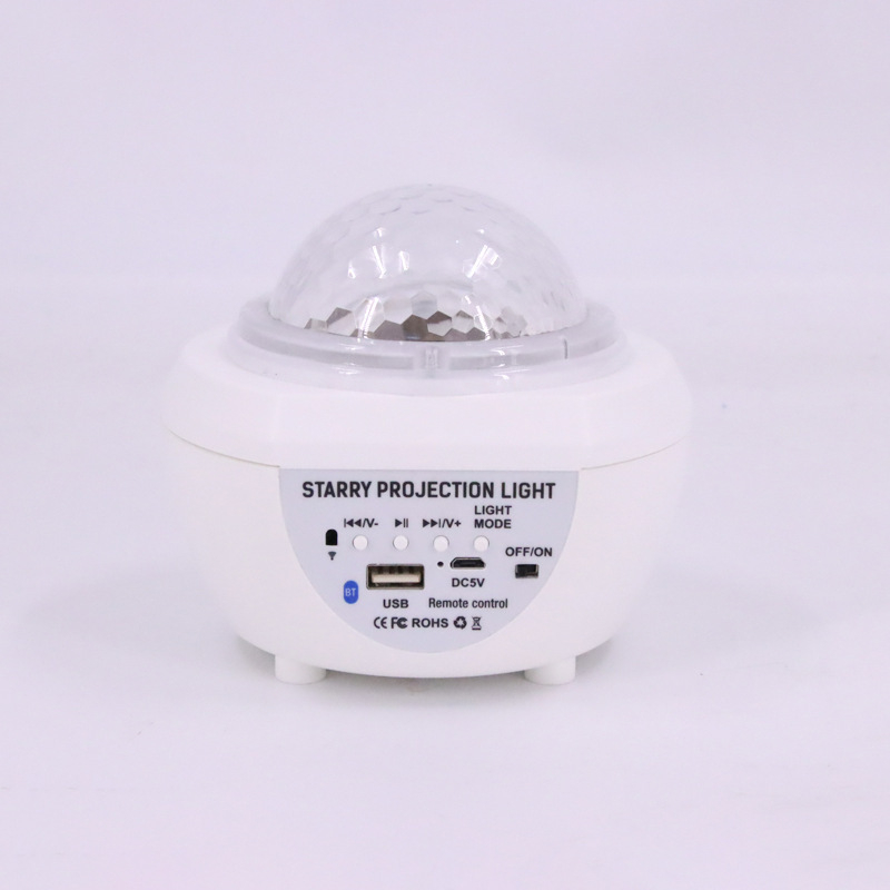 USB įkraunamas Bluetooth žvaigždžių dangaus projektorius miegamajam su nuotolinio valdymo ir garso funkcija, mėnulio projekcija ir vandens bangų efektai