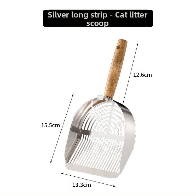 Nerđajući čelična lopatica za mačji izmet s integriranim grubim i finim otvorima, lako za čišćenje, model Tx-089