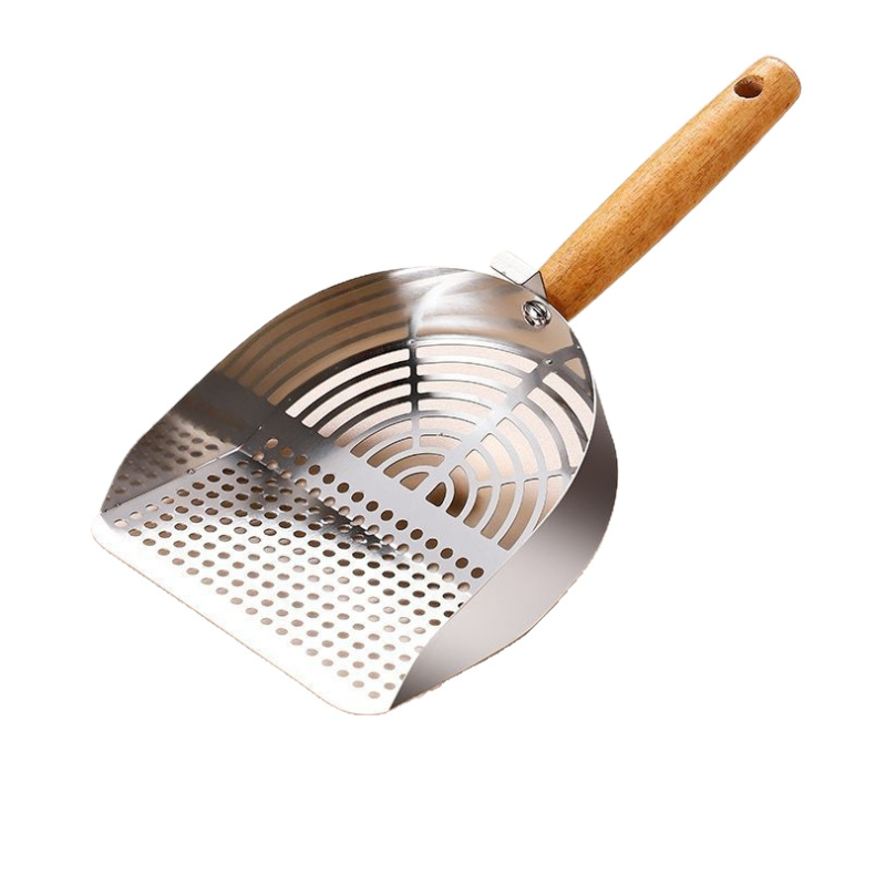 Nerđajući čelična lopatica za mačji izmet s integriranim grubim i finim otvorima, lako za čišćenje, model Tx-089