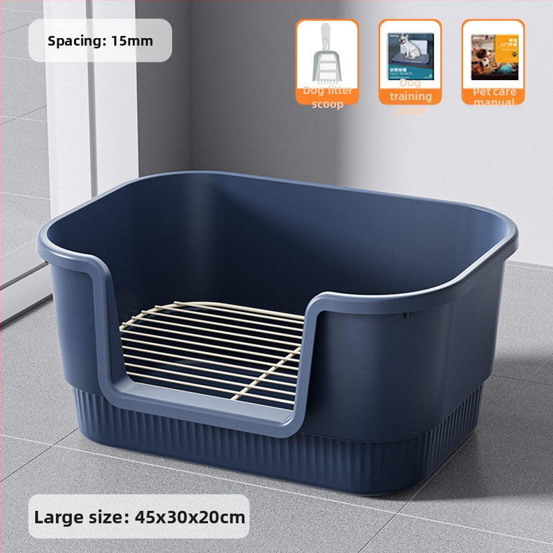 Suņa tualete vannas stilā ar dzelzs režģi, pret šļakatām, viegli tīrāma, viengabala dizains