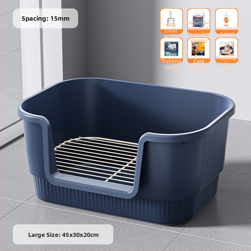 Suņa tualete vannas stilā ar dzelzs režģi, pret šļakatām, viegli tīrāma, viengabala dizains