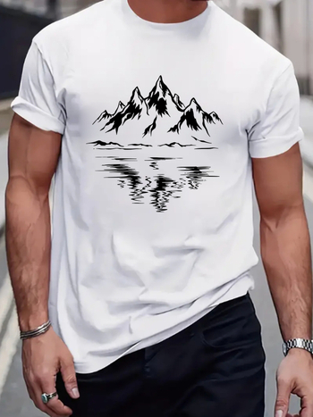 Vīriešu īsām piedurknēm T-krekls ar apļveida kaklu, poliestera maisījums 91-95%, stingra piegriezums, karikatūras druka