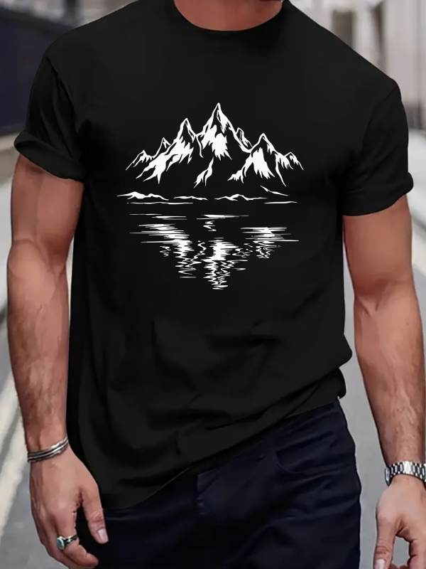 Vīriešu īsām piedurknēm T-krekls ar apļveida kaklu, poliestera maisījums 91-95%, stingra piegriezums, karikatūras druka