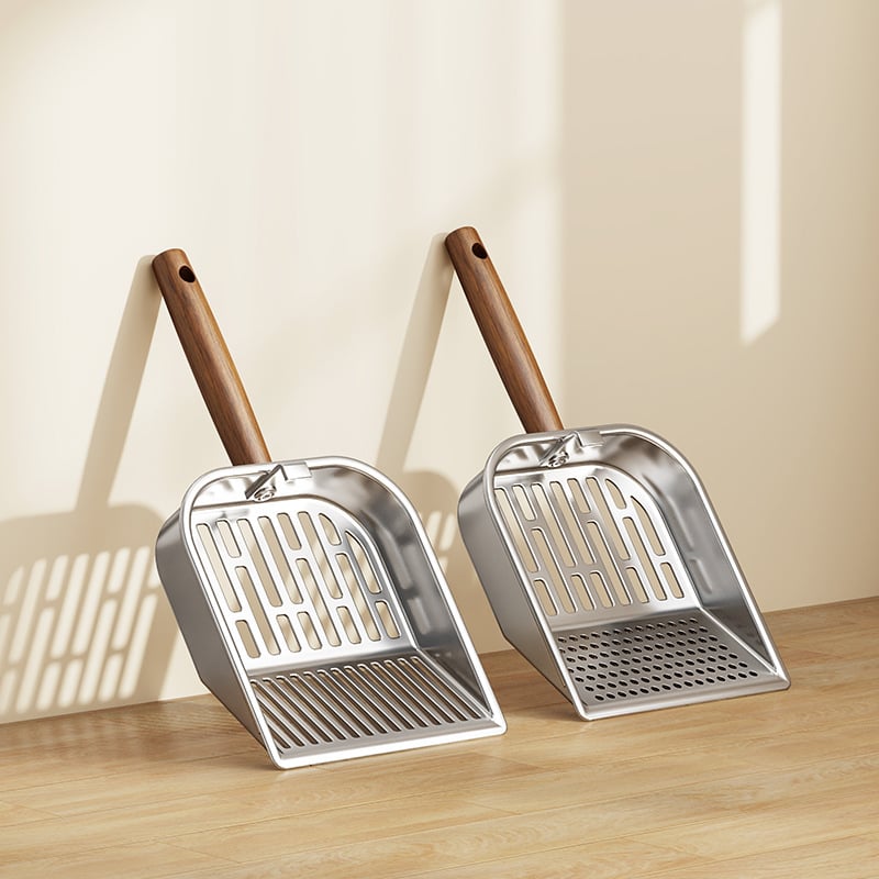 Nehrđajuća čelična lopatica za mačji toalet s nekliznim dnom, fino sito, čvrst dizajn