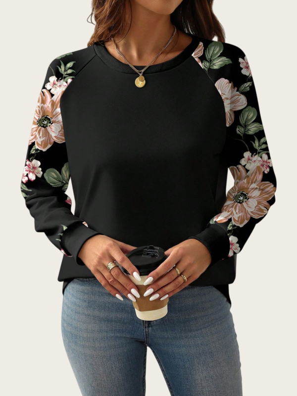 Ženski pulover s leopard printom i blokom boja, okrugli izrez, dugi rukavi, srednja duljina, mješavina poliestera i spandexa