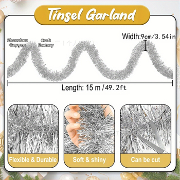 Plastmasas svētku vainags un lentas dekorēšanai, kāzām, āra lietošanai, fotorekvizītiem un mājas dekoriem