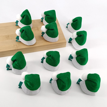 12 gab. mini Ziemassvētku matu spraudes ar klipu duckbill, roku darbs, materiāli: neausts audums un metāls