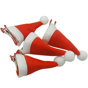 12 gab. mini Ziemassvētku matu spraudes ar klipu duckbill, roku darbs, materiāli: neausts audums un metāls