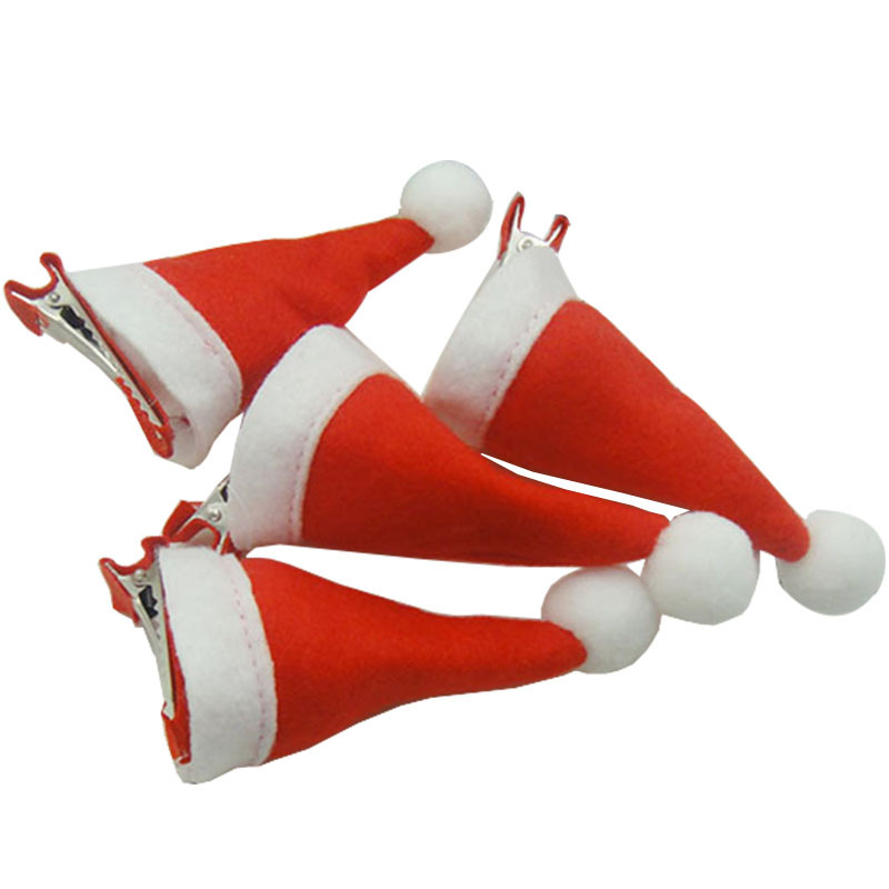 12 gab. mini Ziemassvētku matu spraudes ar klipu duckbill, roku darbs, materiāli: neausts audums un metāls