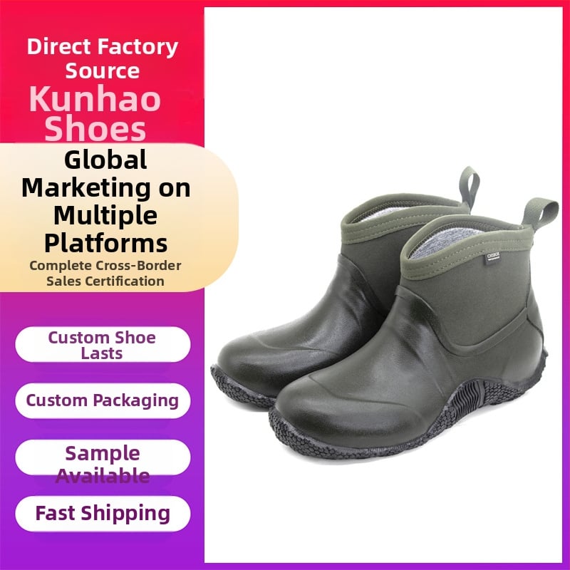 Kišne čizme s gornjim dijelom od Crosyile smole, gumom, unutarnja podstava od ovčjeg baršuna, visina pete 3-5 cm