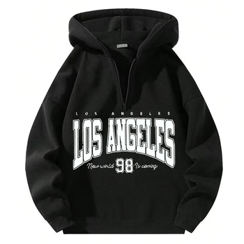 Kapuljačasti džemper s Y2K natpisom, širok kroj, zip, velur materijal