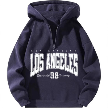 Kapuljačasti džemper s Y2K natpisom, širok kroj, zip, velur materijal