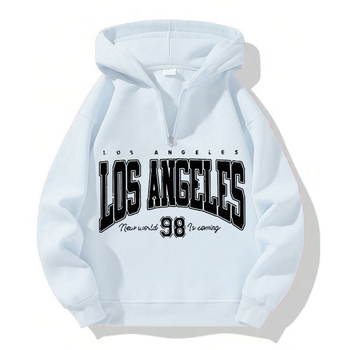 Kapuljačasti džemper s Y2K natpisom, širok kroj, zip, velur materijal