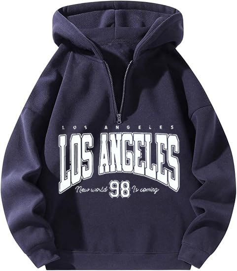 Kapuljačasti džemper s Y2K natpisom, širok kroj, zip, velur materijal