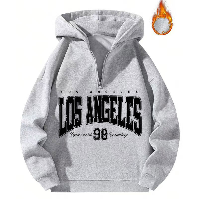 Kapuljačasti džemper s Y2K natpisom, širok kroj, zip, velur materijal