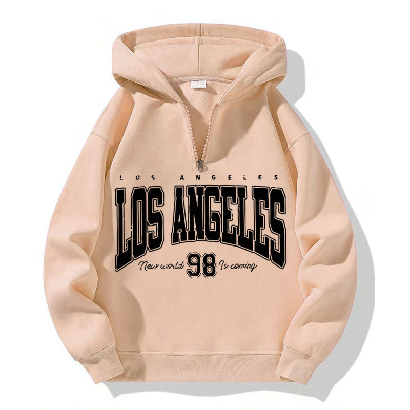 Kapuljačasti džemper s Y2K natpisom, širok kroj, zip, velur materijal