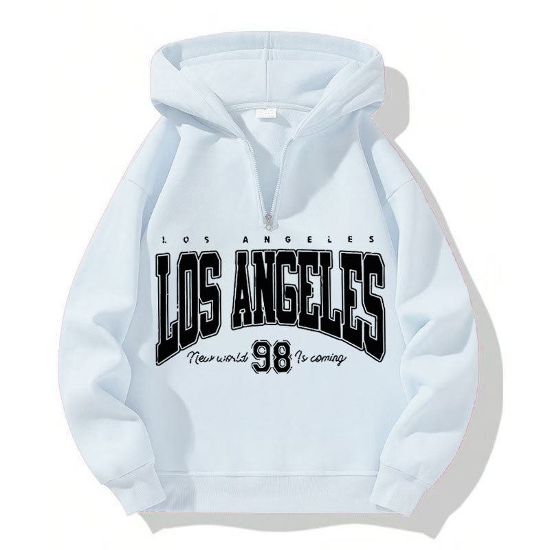 Kapuljačasti džemper s Y2K natpisom, širok kroj, zip, velur materijal