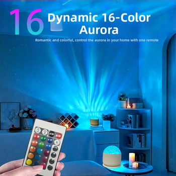 Žvaigždėtos nakties projekcinė lemputė su dinaminėmis šiaurės pašvaisėmis – vandens rašto atmosferinė lemputė poroms, sieninis montavimas, AC maitinimas