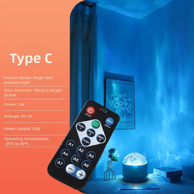 Žvaigždėtos nakties projekcinė lemputė su dinaminėmis šiaurės pašvaisėmis – vandens rašto atmosferinė lemputė poroms, sieninis montavimas, AC maitinimas