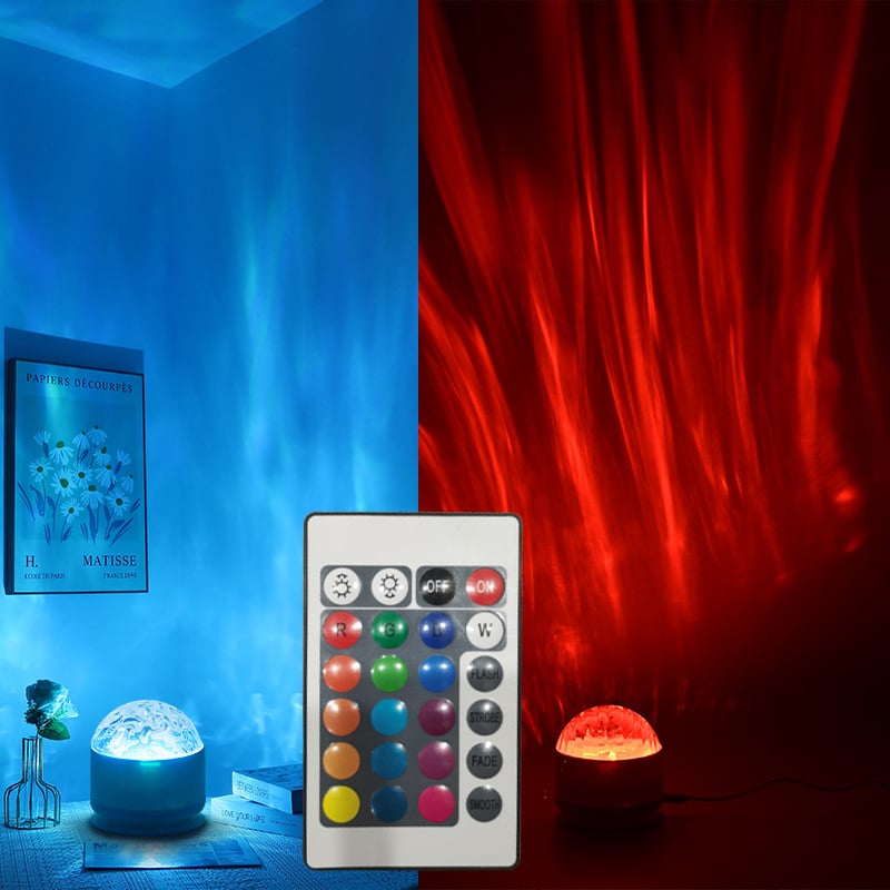 Žvaigždėtos nakties projekcinė lemputė su dinaminėmis šiaurės pašvaisėmis – vandens rašto atmosferinė lemputė poroms, sieninis montavimas, AC maitinimas