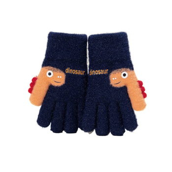 Bērnu ziemas cimdi bez pirkstiem, adīti no akrila, jacquard tehnika, karikatūras raksts, silti