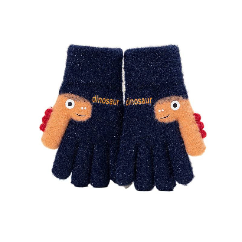 Bērnu ziemas cimdi bez pirkstiem, adīti no akrila, jacquard tehnika, karikatūras raksts, silti