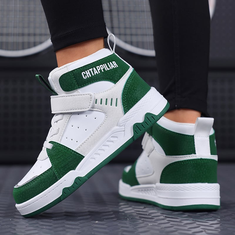 Zēnu sporta apavi, sintētiskā āda augšdaļā, kvadrātveidīgs purngals, Velcro aizdare, gumijas zole