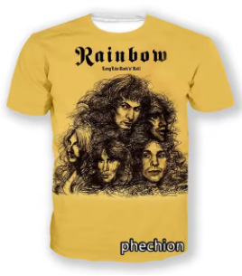 Vīriešu T-krekls ar 3D apdruku rokgrupas motīvā, apaļš kakla izgriezums, īsās piedurknes, viegls elpojošs poliesters