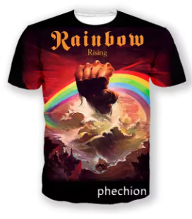 Vīriešu T-krekls ar 3D apdruku rokgrupas motīvā, apaļš kakla izgriezums, īsās piedurknes, viegls elpojošs poliesters