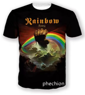 Vīriešu T-krekls ar 3D apdruku rokgrupas motīvā, apaļš kakla izgriezums, īsās piedurknes, viegls elpojošs poliesters