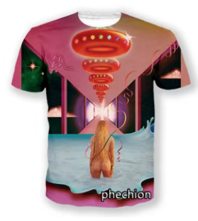 Vīriešu T-krekls ar 3D apdruku rokgrupas motīvā, apaļš kakla izgriezums, īsās piedurknes, viegls elpojošs poliesters