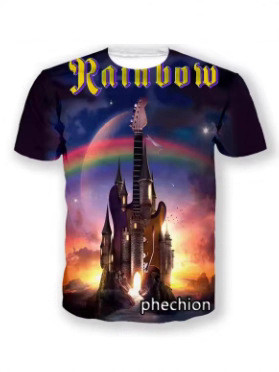 Vīriešu T-krekls ar 3D apdruku rokgrupas motīvā, apaļš kakla izgriezums, īsās piedurknes, viegls elpojošs poliesters