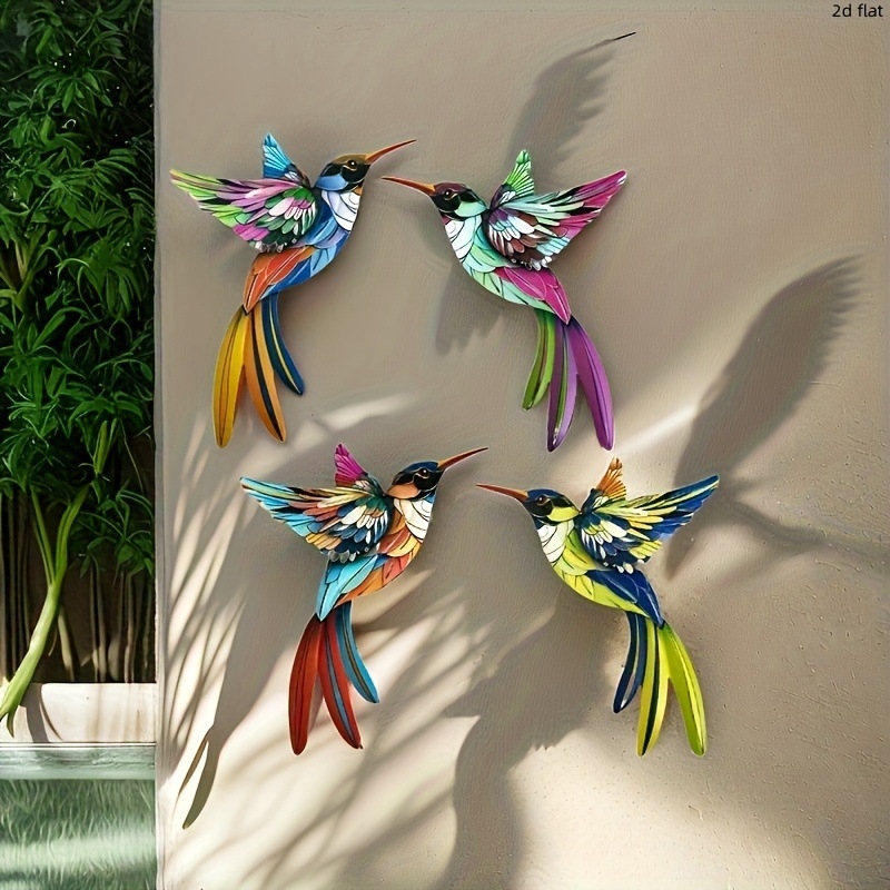 Artă din Fier 3D cu Colibri – Set de patru piese pentru Casă și Grădină în Aer Liber, Stil Modern Minimalist, Cod B71