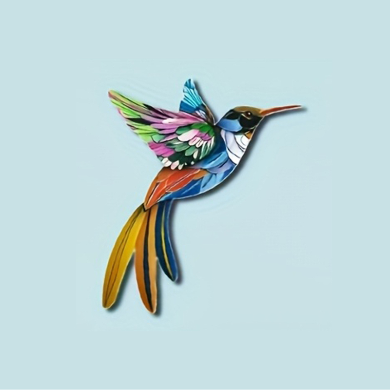 Artă din Fier 3D cu Colibri – Set de patru piese pentru Casă și Grădină în Aer Liber, Stil Modern Minimalist, Cod B71