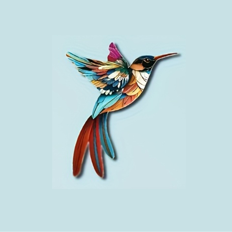 Artă din Fier 3D cu Colibri – Set de patru piese pentru Casă și Grădină în Aer Liber, Stil Modern Minimalist, Cod B71