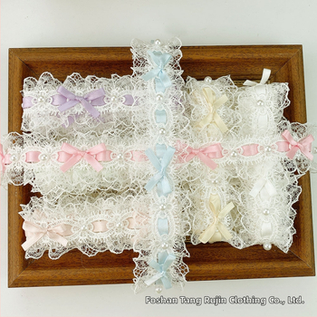 Полиестерна дантела с мъниста и бант за облекло, завеси и занаяти